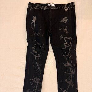 Black Abstract Paint-Print Jeans • DNA Premium Wear • Size 44